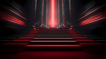 Red carpet staircase background, VIP entrance, night awards ceremony