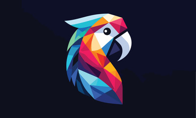 minimalistic geometric parrot vector logo 
