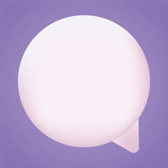 3d white speech bubble, social media chat message icon. Empty text bubble, comment, dialogue balloon vector