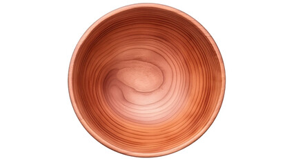 Wooden bowl empty isolated top down view transparent background