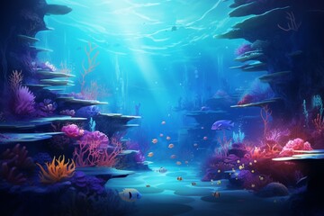 An underwater-themed background design featuring marine life and oceanic elements, creating a serene and aquatic visual experience.