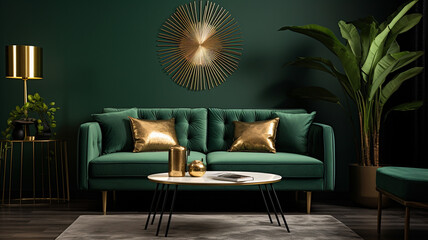 Classic Living Room with Green Furnishings