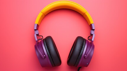 Vibrant Headphones on Pink Background