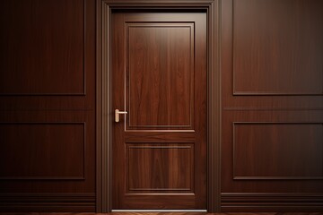 Fototapeta premium Brown wooden door with textured walls. generative AI