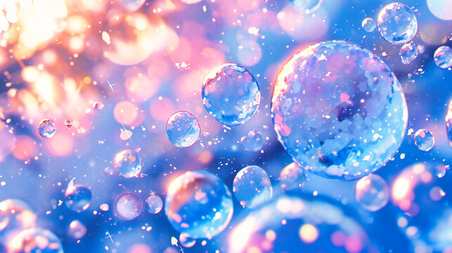 Colorful Bubble Background, Bright and Fun Abstract Design with Blue and Purple Bubbles, Playful and Shiny Texture