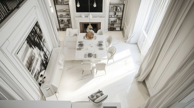 Luxurious Modern White Dining Room Interior