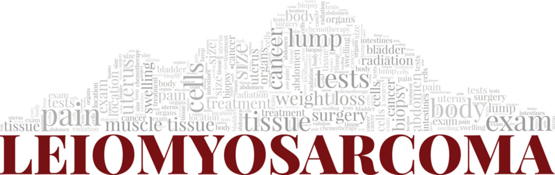 Leiomyosarcoma word cloud conceptual design isolated on white background.