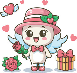valentines day cartoon angle love character