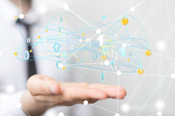 Global network. Blockchain. 3D illustration. Neural networks and artificial intelligence. Abstract  3d