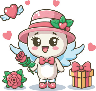 valentines day cartoon angle love character