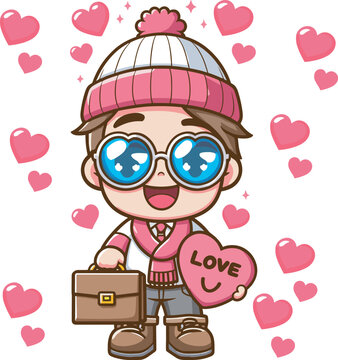 child with heart shaped balloon