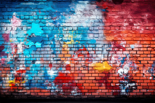 Graffiti on a street wall. Image on a brick wall.