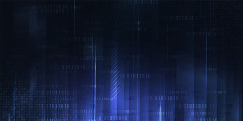 Digital technology futuristic internet network connection dark black background, blue abstract cyber information communication, Ai big data science, innovation future tech, line illustration vector 3d