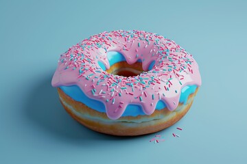 Frosted Donut with Pink Icing and Sprinkles. National Donut (Doughnut) day 