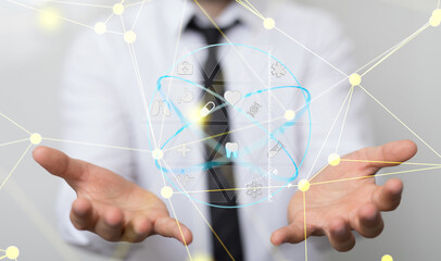  Ui icon medical in hospital with medical technology network concept