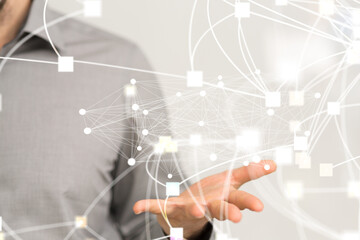 cloud connected to many objects on a virtual screen.