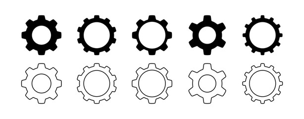 Setting Icon or Gear Wheel Set. Cogwheel Setting Icon Collection
