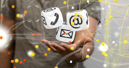 Hand with an email icon 3d