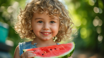  kid holding a watermelon,ai