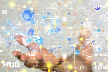 Global network. Blockchain. 3D illustration. Neural networks and artificial intelligence. Abstract