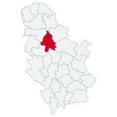 Serbia map with Belgrade a capital city