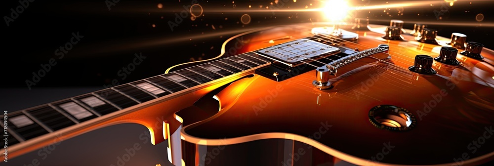 Aufkleber Colorful guitar abstraction of musical instruments, modern and abstract multicolor music background with fluid structure, generative ai
