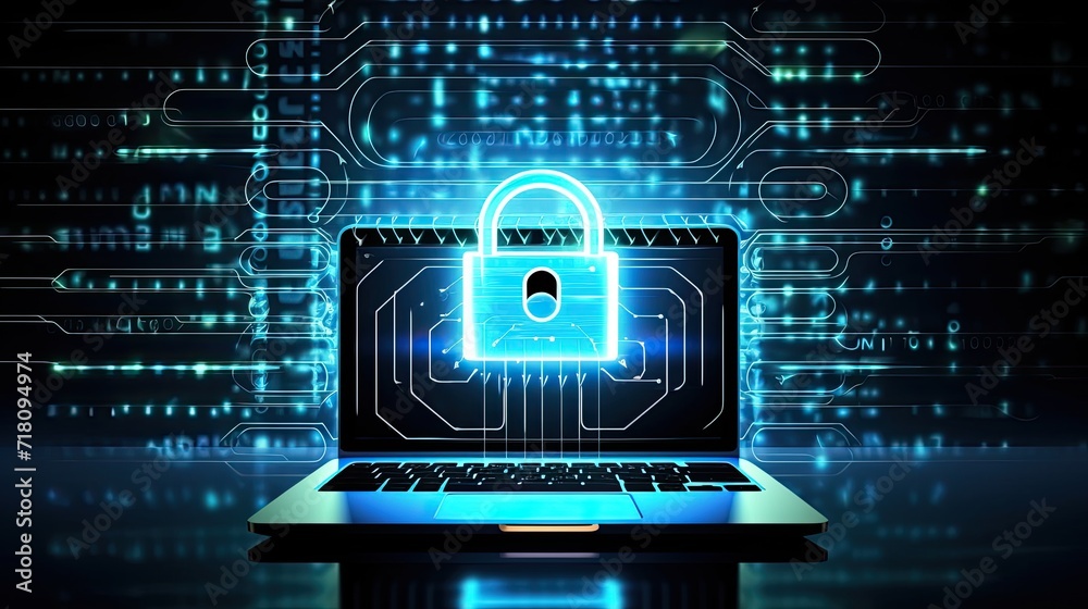Poster Network security system. Cyber Security Ransomware Email Phishing Encrypted Technology, Digital Information Protected Secured. Generative AI