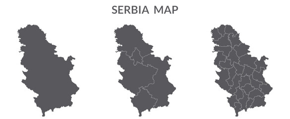 Serbia map. Map of Serbia in grey set