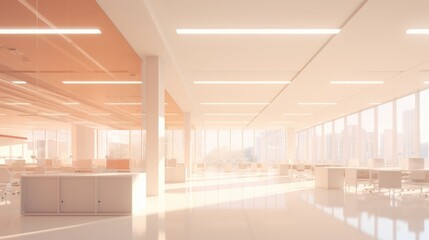 Cream colored open space office Abstract light at office interior background for design.