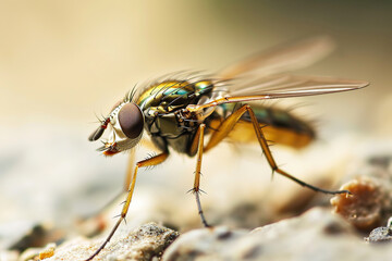 a closeup macro shot of a small tiny fly insect.