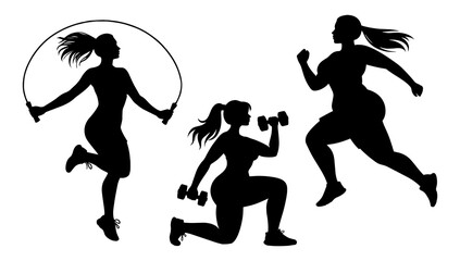 Vector illustration. Silhouette of an overweight athlete woman.