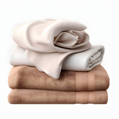Spa towels and robes isolated on white background, hyperrealism, png
