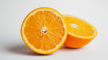 Fototapeta premium Fresh Orange Halves on White Background