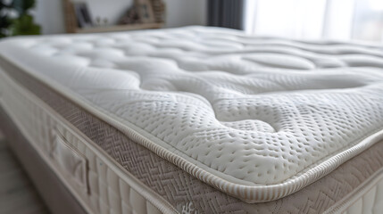 Fototapeta na wymiar Luxury Quilted Mattress Closeup Comfort Bedroom Furniture