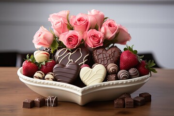 Valentine Day chocolate bliss. Generative AI