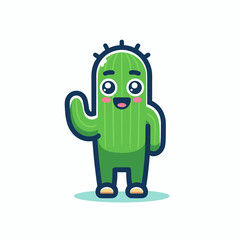 Playful and Whimsical Illustration of a Happy Cactus. A Cartoon Rendering Infused with Lighthearted Vibes, Bringing a Smile with its Animated Character