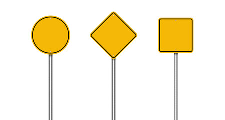 Yellow street road sign boards. roadsigns isolated. Vector illustration © jackreznor