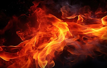 An illustration of hot red and orange flames photographed in front of a black background
