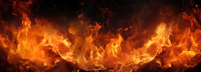 A burning fire on a black Background. generative AI