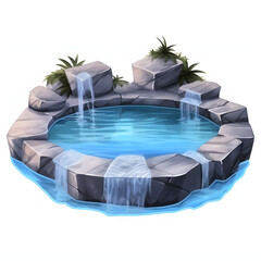Spa pool or hot tub isolated on white background, hyperrealism, png
