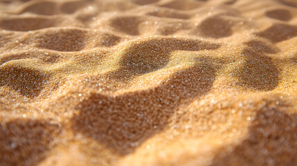 Close-up of sunlit golden sand dunes with rippling patterns
