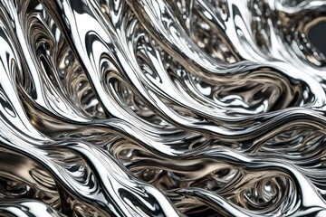 Abstract liquid metal merging and flowing