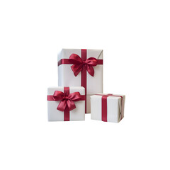 Holiday gift white box set with red bow PNG