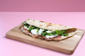 Italian cuisine , Piadina with Italian ham and cheese