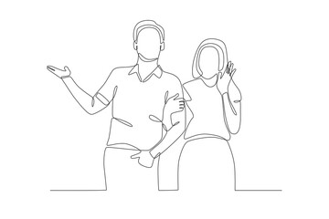 A couple taking a photo in a free pose