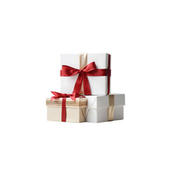 Holiday gift white box set with red bow PNG