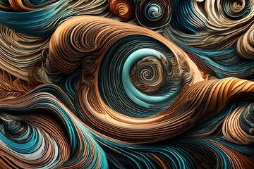 A digital art composition featuring swirling, wavy patterns