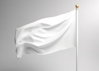 Wavy white flag in the photo on a gray Background. generative AI