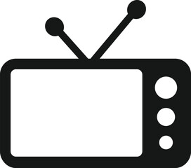 Old Analog Television TV Set With Antennae TV Box Icon Flat Graphic Design