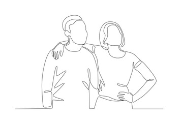 A couple taking photos and being embraced by their boyfriend